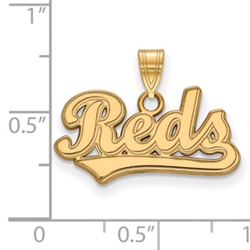 10k Gold Major League Baseball LogoArt Cincinnati Reds Script Small Pendant — alternate view