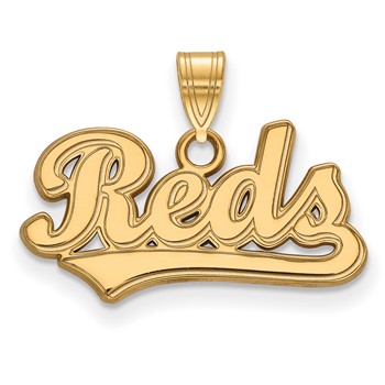 10k Gold Major League Baseball LogoArt Cincinnati Reds Script Small Pendant