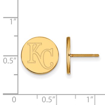 Sterling Silver Gold Plated Major League Baseball LogoArt Kansas City Royals Disc Earrings — alternate view