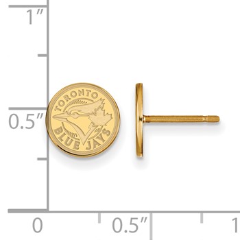 Sterling Silver Gold Plated Major League Baseball LogoArt Toronto Blue Jays Extra Small Post Earrings — alternate view