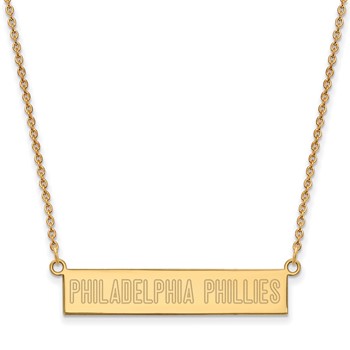 Sterling Silver Gold Plated Major League Baseball LogoArt Philadelphia Phillies Bar Necklace