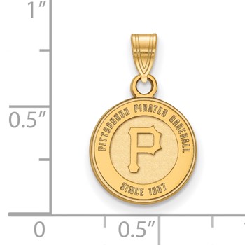 Sterling Silver Gold Plated Major League Baseball LogoArt Pittsburgh Pirates Baseball Pendant — alternate view