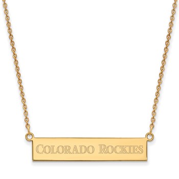 Sterling Silver Gold Plated Major League Baseball LogoArt Colorado Rockies Small Bar Necklace