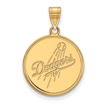 Sterling Silver Gold Plated Major League Baseball LogoArt Los Angeles Dodgers Large Pendant