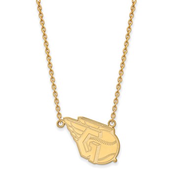 14k Gold Major League Baseball LogoArt Cleveland Guardians Logo Large Pendant w/Necklace — alternate view