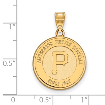 14k Gold Major League Baseball LogoArt Pittsburgh Pirates Baseball 1887 Large Circle Pendant — alternate view