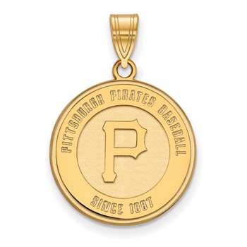 14k Gold Major League Baseball LogoArt Pittsburgh Pirates Baseball 1887 Large Circle Pendant