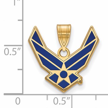Sterling Silver Gold-plated LogoArt U.S. Air Force Large Enameled Pendant — alternate view