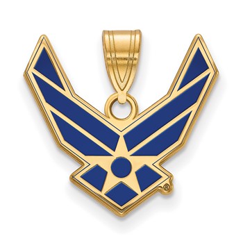 Sterling Silver Gold-plated LogoArt U.S. Air Force Large Enameled Pendant