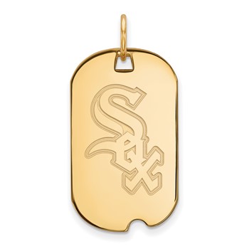 Sterling Silver Gold Plated Major League Baseball LogoArt Chicago White Sox Dog Tag