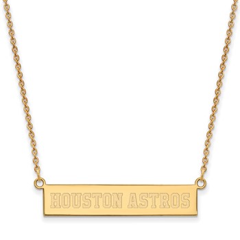 Sterling Silver Gold Plated Major League Baseball LogoArt Houston Astros Bar Necklace