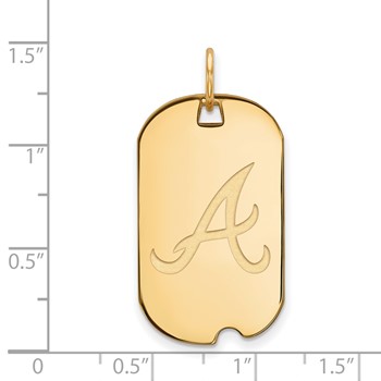 Sterling Silver Gold Plated Major League Baseball LogoArt Atlanta Braves Small Dog Tag — alternate view