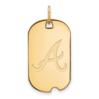Sterling Silver Gold Plated Major League Baseball LogoArt Atlanta Braves Small Dog Tag