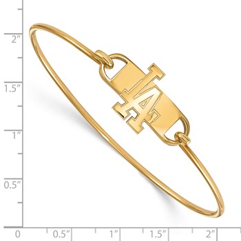 Sterling Silver Gold Plated Major League Baseball LogoArt Los Angeles Dodgers Wire Bangle — alternate view