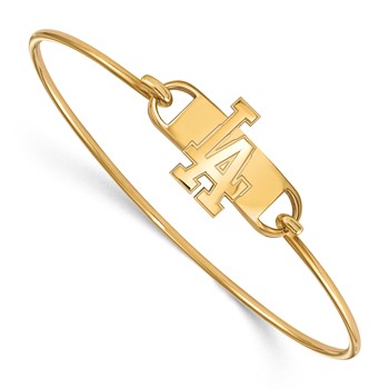 Sterling Silver Gold Plated Major League Baseball LogoArt Los Angeles Dodgers Wire Bangle