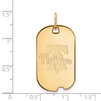 Sterling Silver Gold Plated Major League Baseball LogoArt Philadelphia Phillies Dog Tag Pendant — alternate view