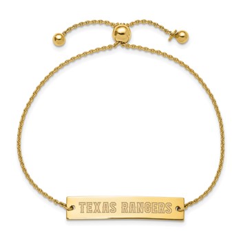 Sterling Silver Gold Plated Major League Baseball LogoArt Texas Rangers Adjustable Bracelet — alternate view