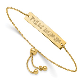 Sterling Silver Gold Plated Major League Baseball LogoArt Texas Rangers Adjustable Bracelet