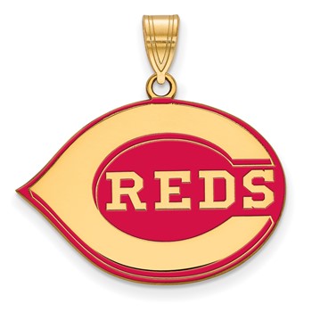 Sterling Silver Gold Plated Major League Baseball LogoArt Cincinnati Reds Enamel Pendant