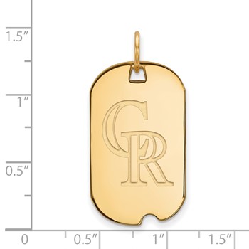 Sterling Silver Gold Plated Major League Baseball LogoArt Colorado Rockies Dog Tag Pendant — alternate view