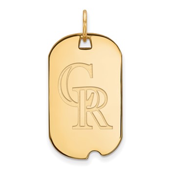 Sterling Silver Gold Plated Major League Baseball LogoArt Colorado Rockies Dog Tag Pendant