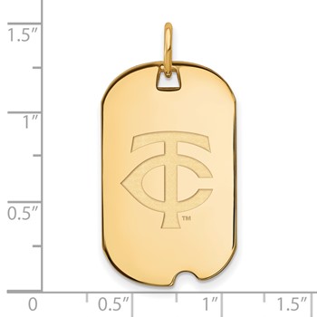 Sterling Silver Gold Plated Major League Baseball LogoArt Minnesota Twins Dog Tag Pendant — alternate view