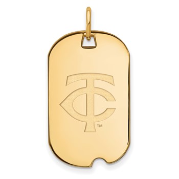 Sterling Silver Gold Plated Major League Baseball LogoArt Minnesota Twins Dog Tag Pendant