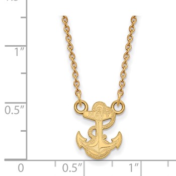 14k Gold LogoArt US Naval Academy Anchor Small Pendant 18 inch Necklace — alternate view