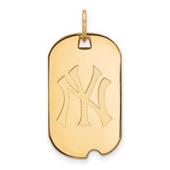 10k Gold Major League Baseball LogoArt New York Yankees N-Y Small Dog Tag Pendant