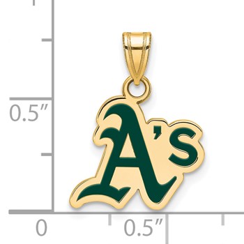 Sterling Silver Gold Plated Major League Baseball LogoArt Oakland Athletics Enamel Pendant — alternate view