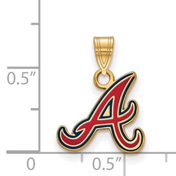 Sterling Silver Gold Plated Major League Baseball LogoArt Atlanta Braves Enameled Pendant — alternate view