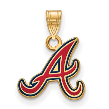 Sterling Silver Gold Plated Major League Baseball LogoArt Atlanta Braves Enameled Pendant