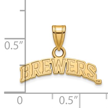 14k Gold Major League Baseball LogoArt Milwaukee Brewers Script Small Pendant — alternate view