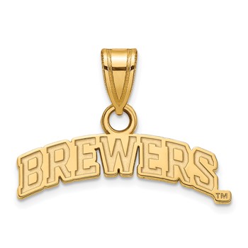 14k Gold Major League Baseball LogoArt Milwaukee Brewers Script Small Pendant