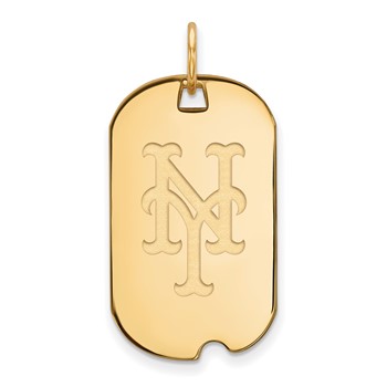 Sterling Silver Gold Plated Major League Baseball LogoArt New York Mets N-Y Dog Tag