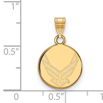 Sterling Silver Gold-plated LogoArt U.S. Air Force Small Disc Pendant — alternate view