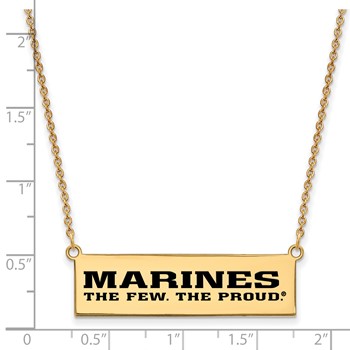 Gold Plated SS U.S. Marine Corps Epoxied The Few. The Proud. Bar Necklace — alternate view
