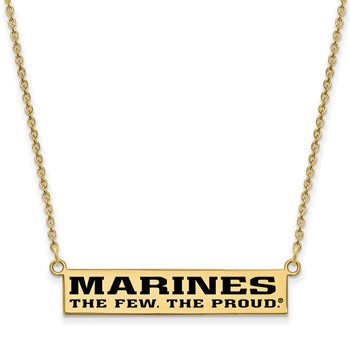 Gold Plated SS U.S. Marine Corps Epoxied The Few. The Proud. Bar Necklace
