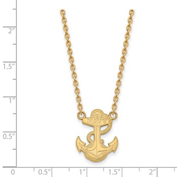 Sterling Silver Gold-plated LogoArt US Naval Academy Anchor Large Pendant 18 inch Necklace — alternate view