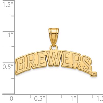 14k Gold Major League Baseball LogoArt Milwaukee Brewers Script Large Pendant — alternate view