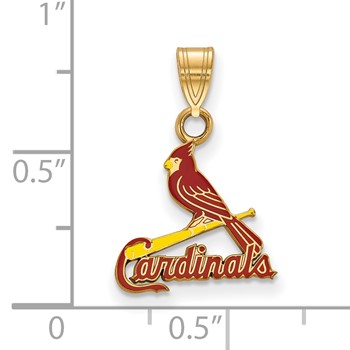 Sterling Silver Gold Plated Major League Baseball LogoArt St. Louis Cardinals Enamel Pendant — alternate view
