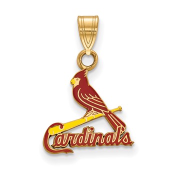 Sterling Silver Gold Plated Major League Baseball LogoArt St. Louis Cardinals Enamel Pendant