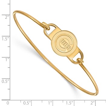 Sterling Silver Gold Plated Major League Baseball LogoArt Chicago Cubs Wire Bangle — alternate view