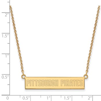 Sterling Silver Gold Plated Major League Baseball LogoArt Pittsburgh Pirates Bar Necklace — alternate view