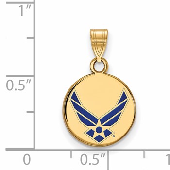 Sterling Silver Gold-plated LogoArt U.S. Air Force Small Enameled Disc Pendant — alternate view