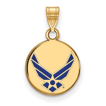 Sterling Silver Gold-plated LogoArt U.S. Air Force Small Enameled Disc Pendant
