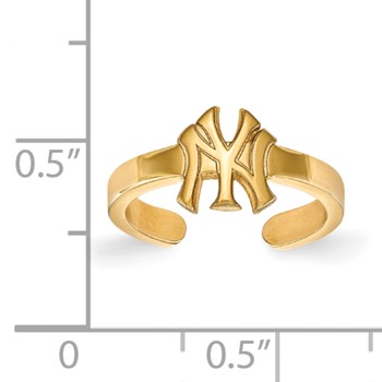 Sterling Silver Gold Plated Major League Baseball LogoArt New York Yankees N-Y Toe Ring — alternate view