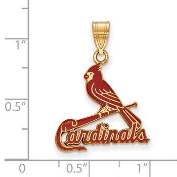Sterling Silver Gold Plated Major League Baseball LogoArt St. Louis Cardinals Enamel Pendant — alternate view