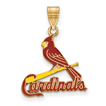 Sterling Silver Gold Plated Major League Baseball LogoArt St. Louis Cardinals Enamel Pendant