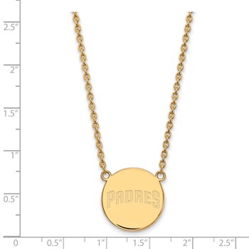 Sterling Silver Gold Plated Major League Baseball LogoArt San Padres Lrg. Disc Pendant Necklace — alternate view